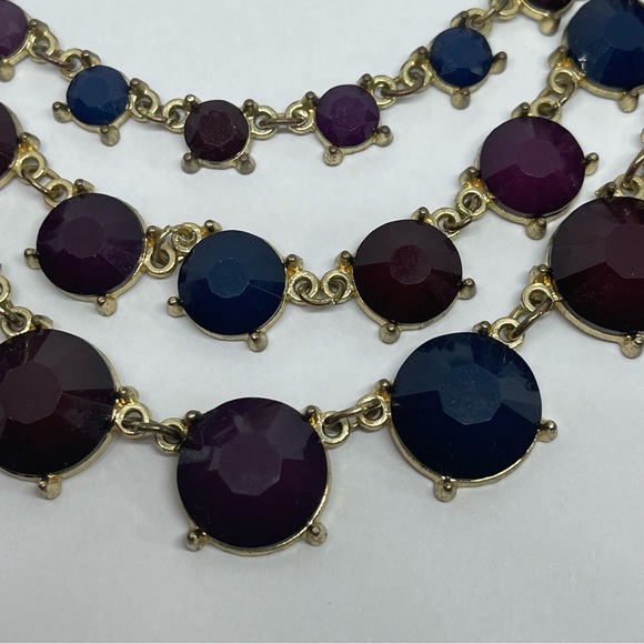3 tier bold navy and burgundy necklace - Picture 4 of 8